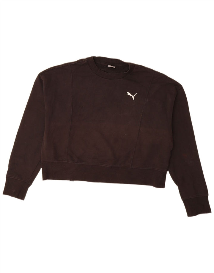 Puma Womens Oversized Sweatshirt Jumper UK 14 Medium Black Cotton