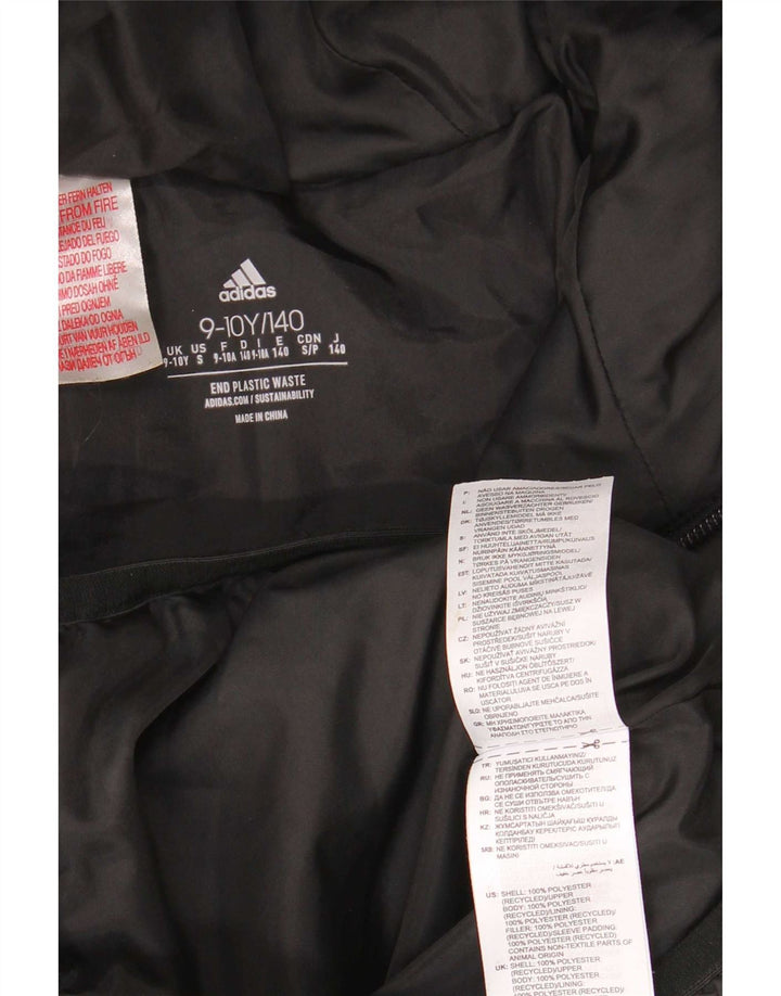 Adidas Boys Hooded Padded Jacket 9-10 Years Black Polyester