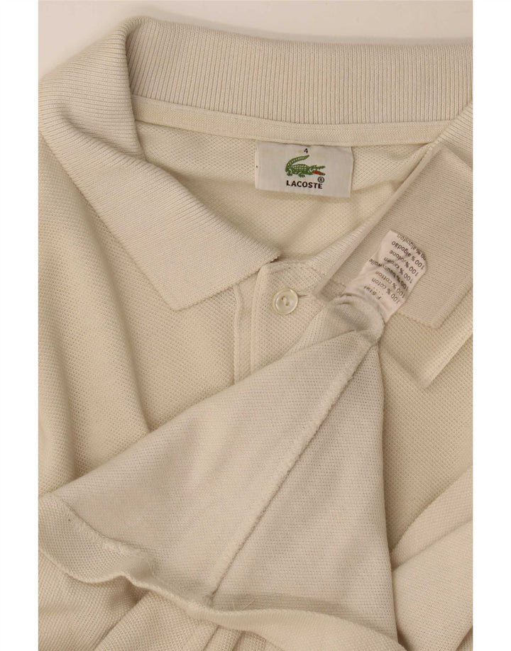 Lacoste Mens Long Sleeve Polo Shirt Size 4 Medium Off White Cotton