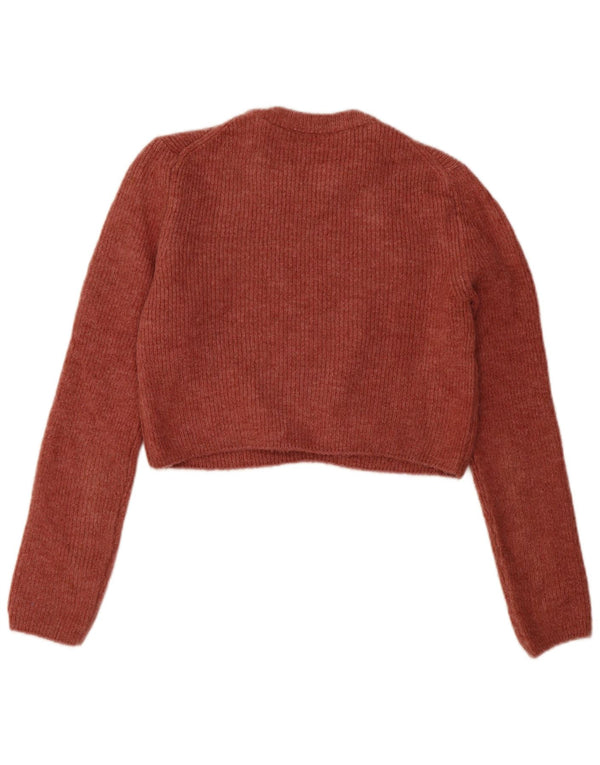 Zara Womens Crop Crew Neck Jumper Sweater UK 10 Small Red