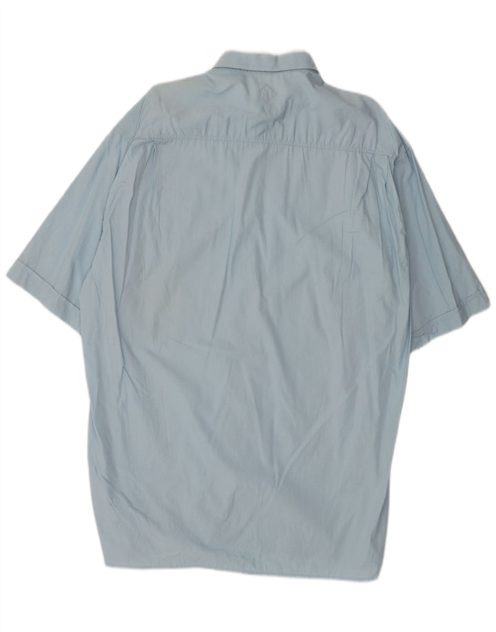 Ungaro Mens Short Sleeve Shirt Size 16 Large Blue Cotton