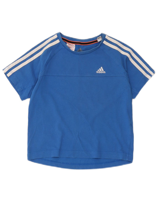 Adidas Boys Climalite T-Shirt Top 7-8 Years Blue Cotton