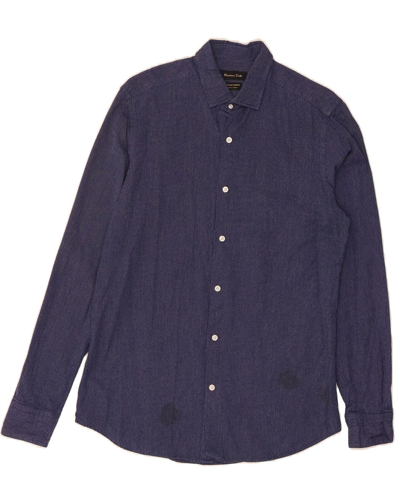 MASSIMO DUTTI Mens Shirt Medium Navy Blue Pinstripe Cotton Vintage Massimo Dutti and Second-Hand Massimo Dutti from Messina Hembry 