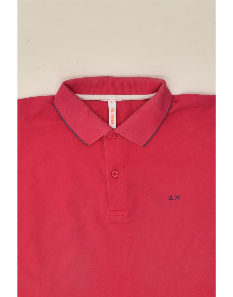 SUN68 Mens Polo Shirt Large Pink Cotton | Vintage Sun68 | Thrift | Second-Hand Sun68 | Used Clothing | Messina Hembry 