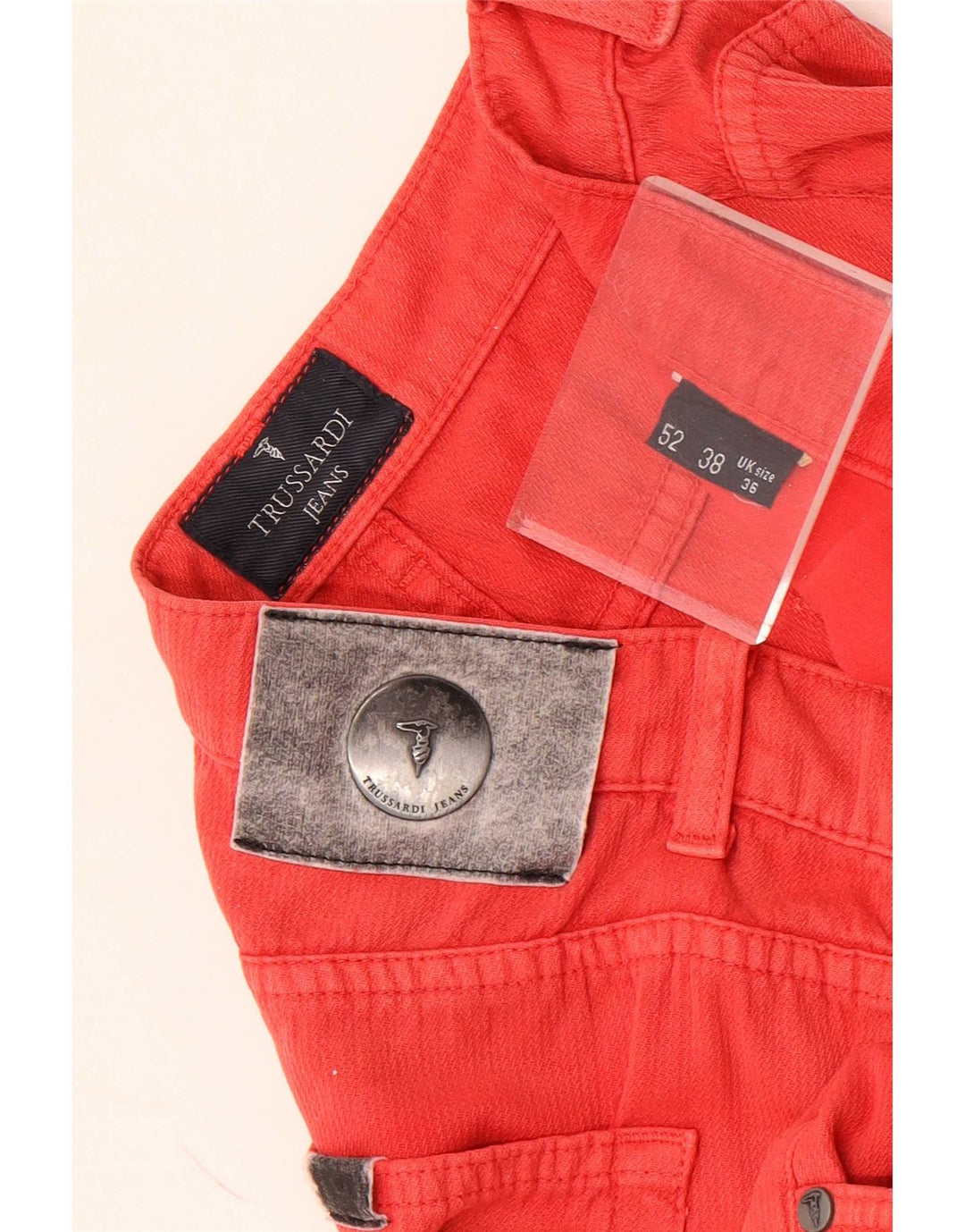 Trussardi Mens Straight Casual Trousers W36 L30 Red