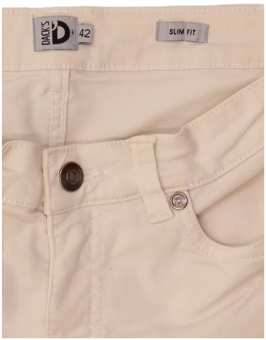 DACK'S Womens Slim Jeans IT 42 Medium W28 L29 Off White Cotton