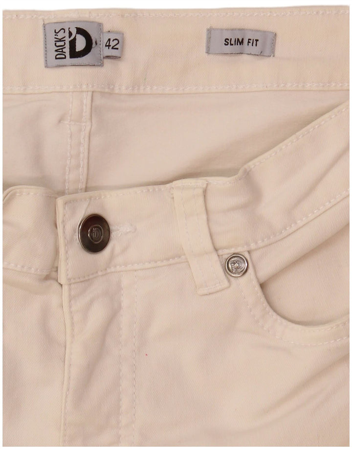 DACK'S Womens Slim Jeans IT 42 Medium W28 L29 Off White Cotton