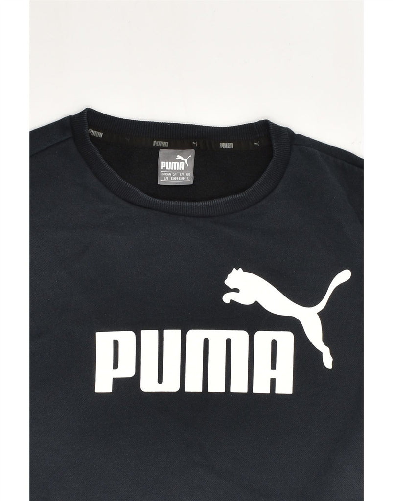 PUMA Mens Graphic Sweatshirt Jumper Large Black Cotton | Vintage Puma | Thrift | Second-Hand Puma | Used Clothing | Messina Hembry 