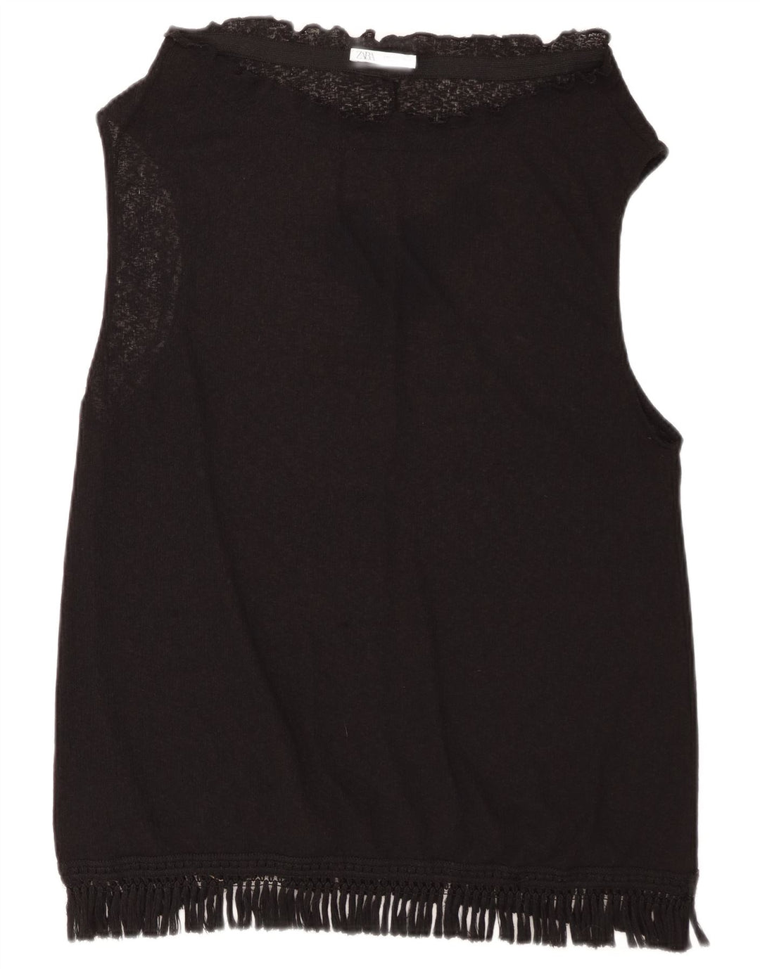 ZARA Womens Sleeveless Blouse Top UK 16 Large Black