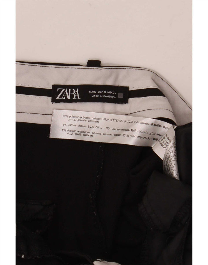 Zara Womens Wide Leg Suit Trousers Small W26 L28 Black Polyester