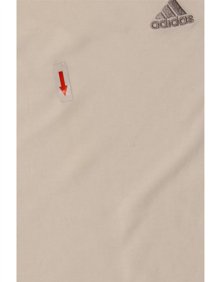 Adidas Womens T-Shirt Top UK 14 Medium White Cotton