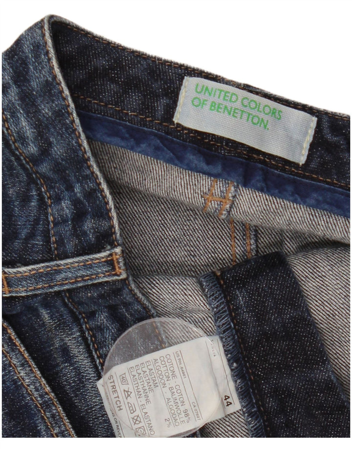 Benetton Womens Denim Skirt IT 44 Medium W32 Navy Blue Cotton