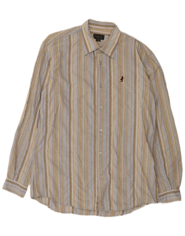 Marlboro Classics Mens Shirt XL Blue Striped Cotton