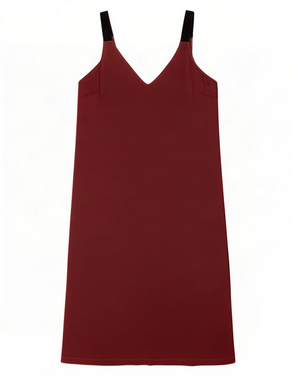 Marks & Spencer Womens Slip Dress UK 12 Medium Burgundy Colourblock