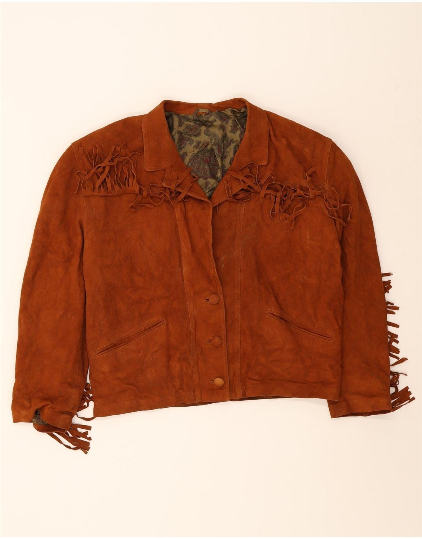 VINTAGE Womens Suede Jacket UK 18 XL Brown Leather Vintage Vintage and Second-Hand Vintage from Messina Hembry 