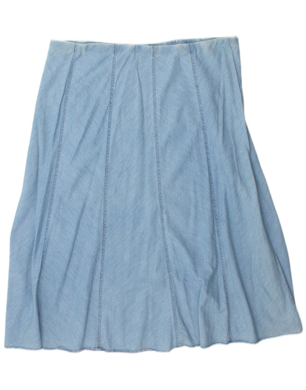 Marks & Spencer Womens A-Line Skirt UK 20 2XL W40 Blue Cotton