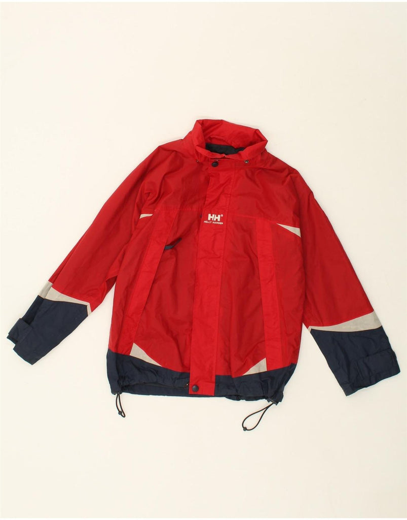 HELLY HANSEN Boys Graphic Rain Jacket 9-10 Years Red Colourblock Nylon | Vintage Helly Hansen | Thrift | Second-Hand Helly Hansen | Used Clothing | Messina Hembry 