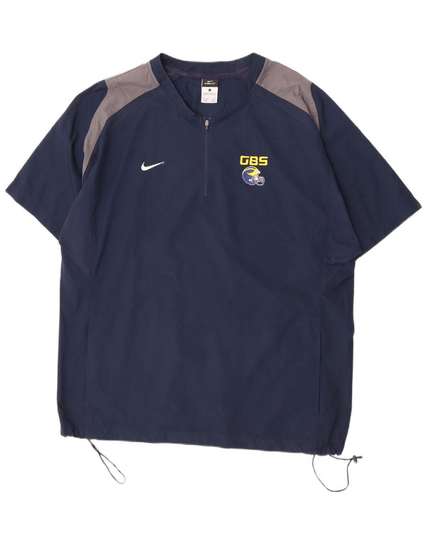 Nike Mens Graphic Jersey Top UK 42/44 Large Navy Blue Colourblock Sports