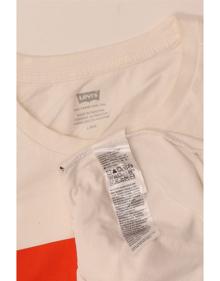 Levi's Womens Graphic T-Shirt Top UK 16 Large Off White Cotton