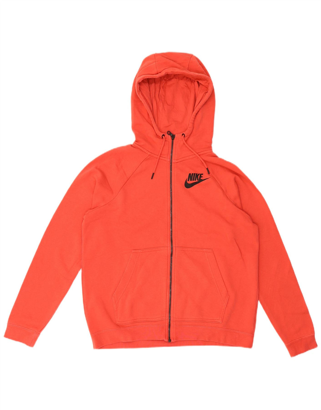 Nike Womens Oversized Zip Hoodie Sweater UK 14 Medium Red Cotton