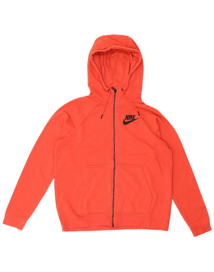 Nike Womens Oversized Zip Hoodie Sweater UK 14 Medium Red Cotton