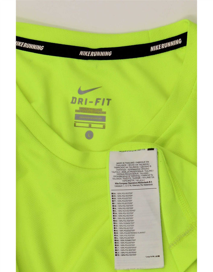 Nike Mens Dri Fit Top Long Sleeve Large Green Polyester