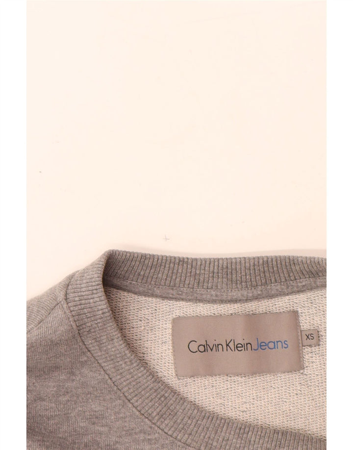 CALVIN KLEIN JEANS Mens Graphic Sweatshirt Jumper XS Grey Cotton