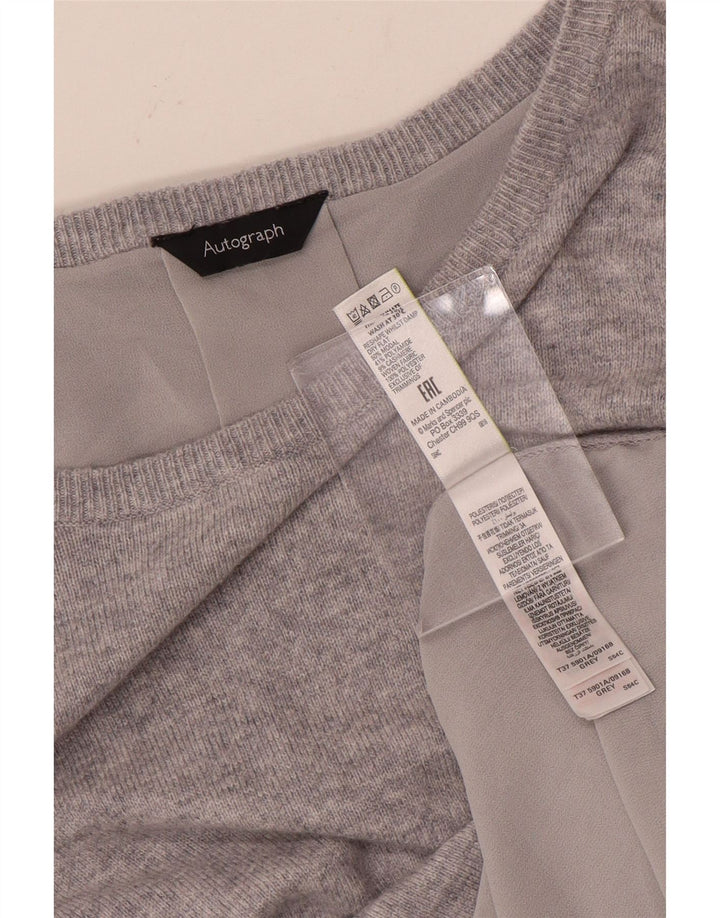 MARKS & SPENCER Womens Boat Neck Jumper Sweater UK 12 Medium Grey