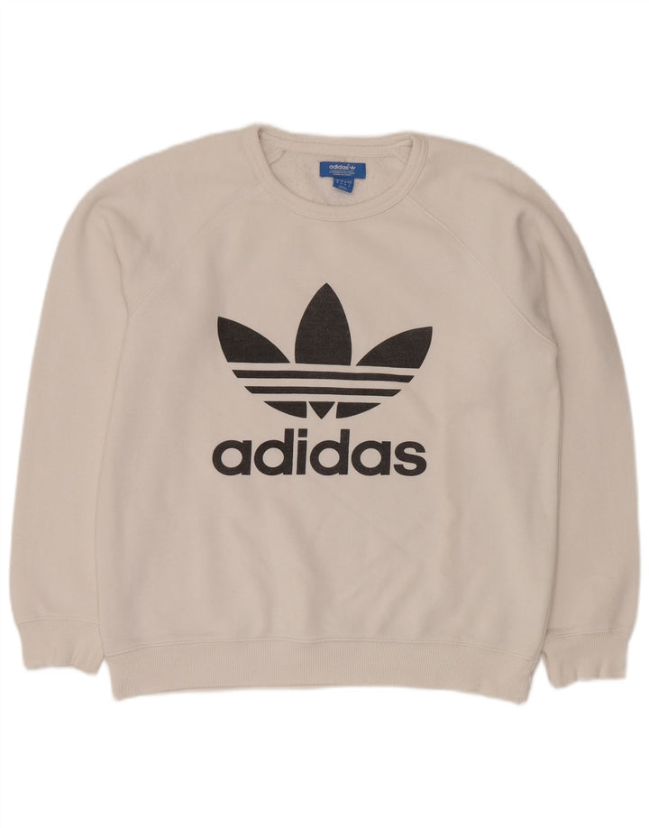 ADIDAS Mens Graphic Sweatshirt Jumper Medium White Cotton
