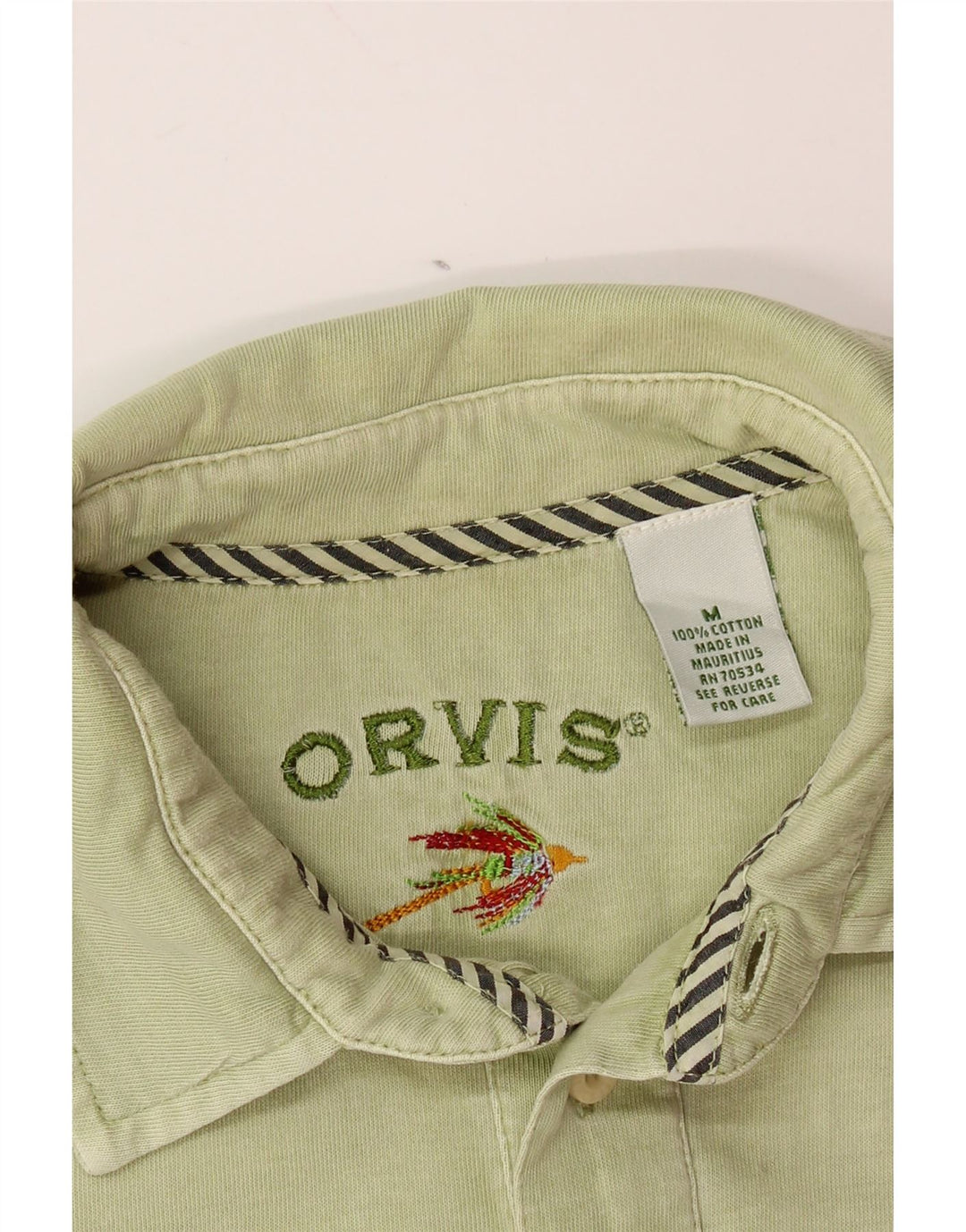 ORVIS Mens Polo Shirt Medium Green Cotton