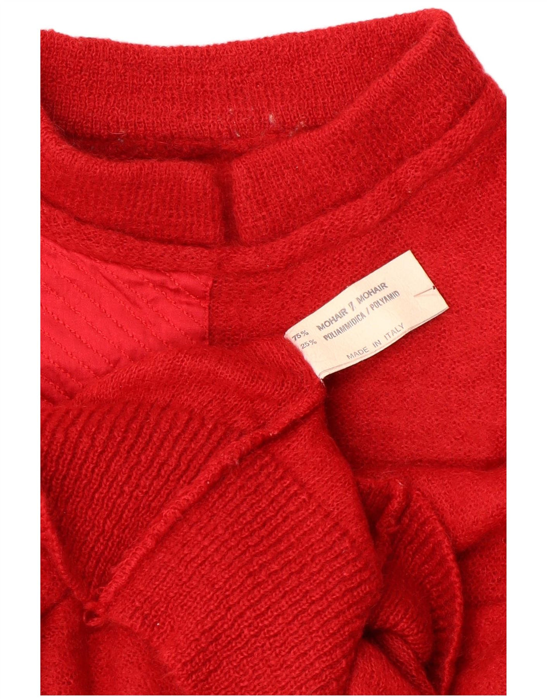 Vintage Womens Turtle Neck Jumper Sweater UK 12 Medium Red Colourblock