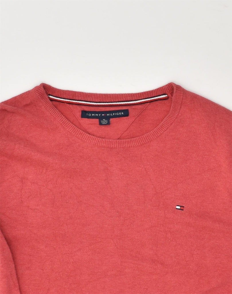 TOMMY HILFIGER Mens Crew Neck Jumper Sweater XL Red Cotton | Vintage Tommy Hilfiger | Thrift | Second-Hand Tommy Hilfiger | Used Clothing | Messina Hembry 