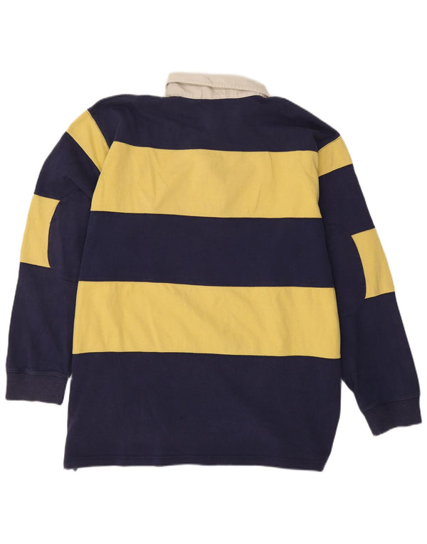 Polo Ralph Lauren Mens Long Sleeve Rugby Polo Shirt 2XL Navy Blue Striped