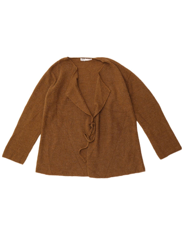 ZARA Womens Cardigan Sweater UK 10 Small Brown Polyamide