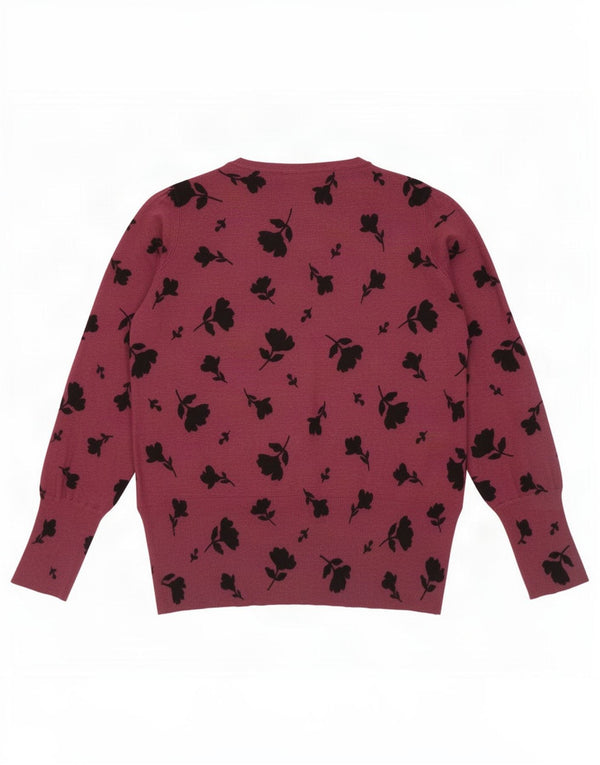Marks & Spencer Womens Boat Neck Jumper Sweater UK 16 Large Red Floral