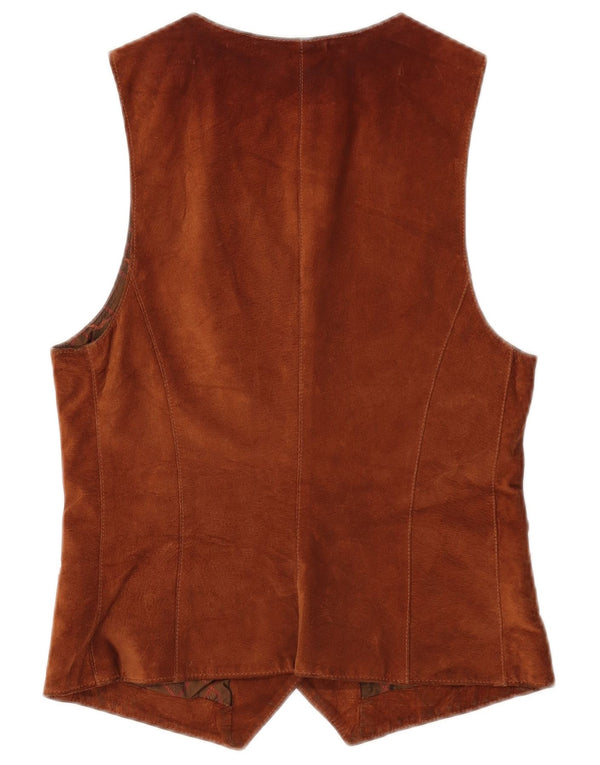 Vintage Womens Suede Waistcoat IT 42 Medium Brown