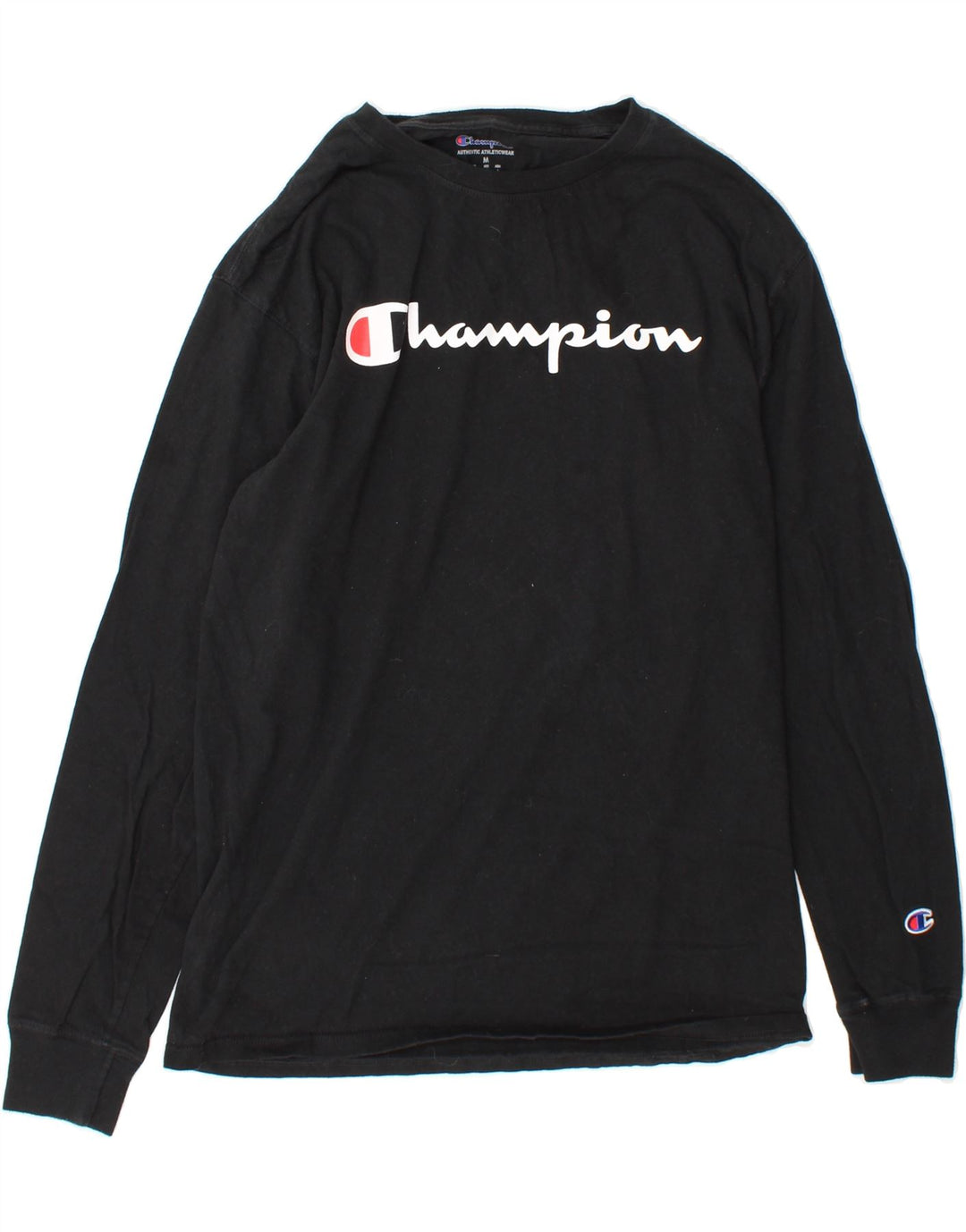 CHAMPION Mens Graphic Top Long Sleeve Medium Black Cotton Vintage Champion and Second-Hand Champion from Messina Hembry 