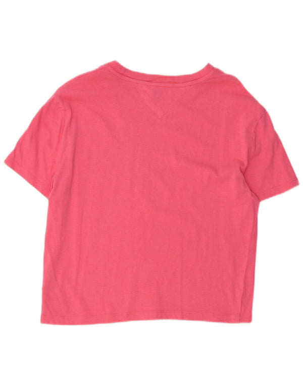 Tommy Hilfiger Womens Crop T-Shirt Top UK 10 Small Pink Cotton
