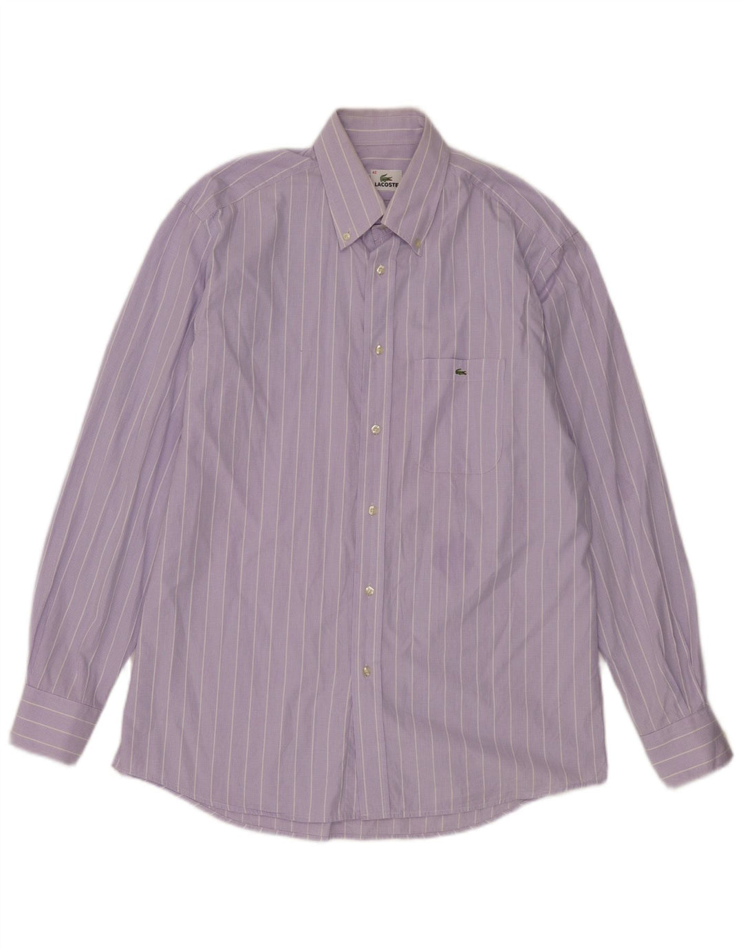 Lacoste Mens Shirt Size 42 Large Purple Striped Cotton