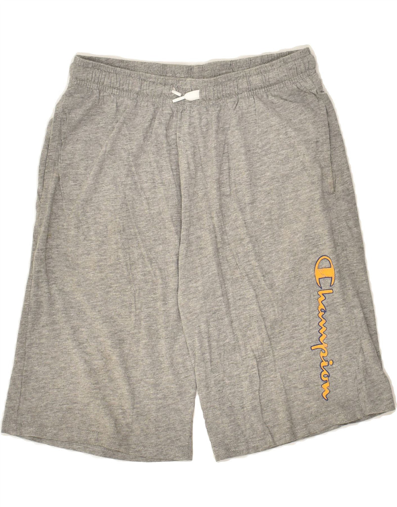 CHAMPION Boys Graphic Sport Shorts 13-14 Years XL Grey Cotton | Vintage Champion | Thrift | Second-Hand Champion | Used Clothing | Messina Hembry 