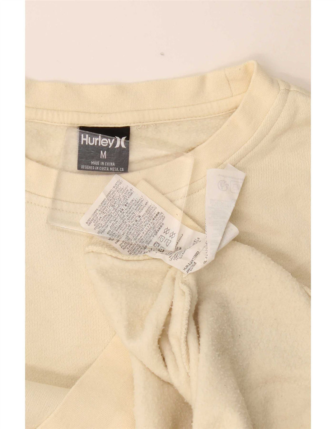 Hurley Mens Graphic Sweatshirt Jumper Medium Beige Cotton