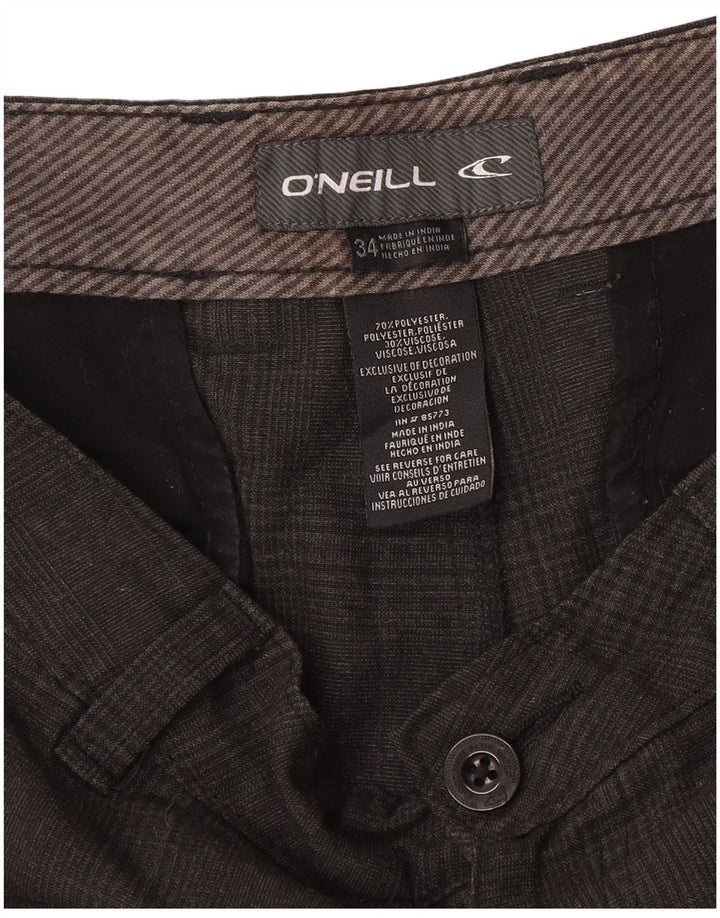 O'NEILL Mens Chino Shorts W34 Large Grey Check Polyester