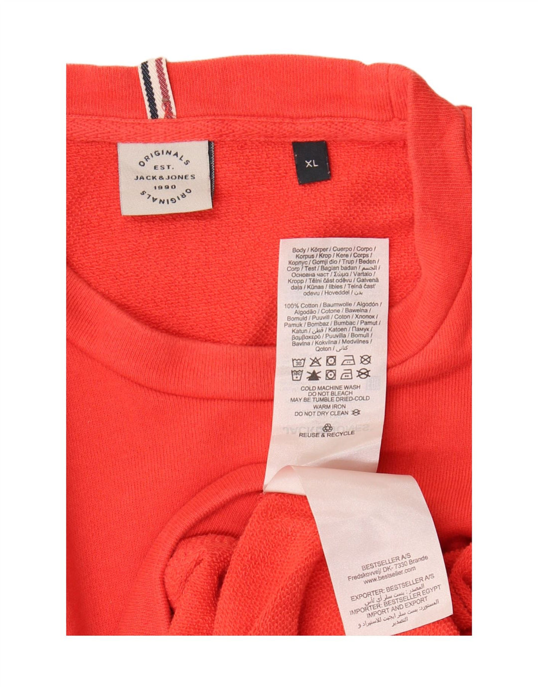 Jack & Jones Mens Sweatshirt Jumper XL Red Colourblock Cotton