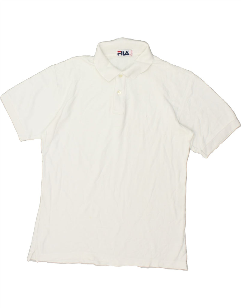 FILA Mens Polo Shirt IT 50 Medium White Cotton | Vintage Fila | Thrift | Second-Hand Fila | Used Clothing | Messina Hembry 