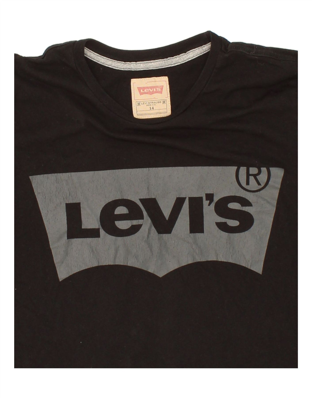 LEVI'S Boys Graphic T-Shirt Top 13-14 Years Black Cotton Vintage Levi's and Second-Hand Levi's from Messina Hembry 