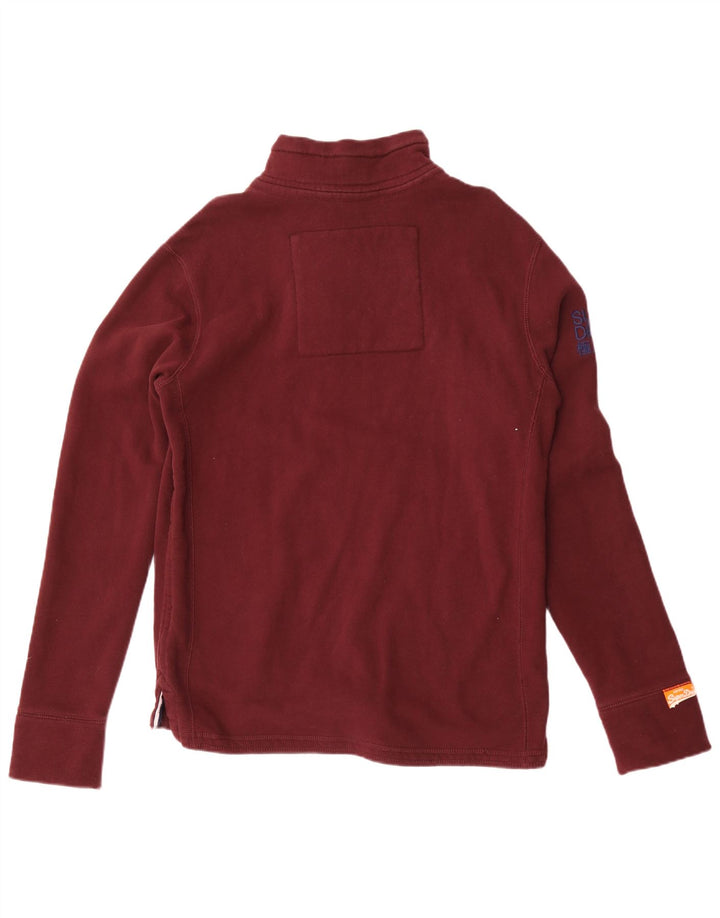 Superdry Mens Graphic Zip Neck Sweatshirt Jumper Large Maroon Cotton