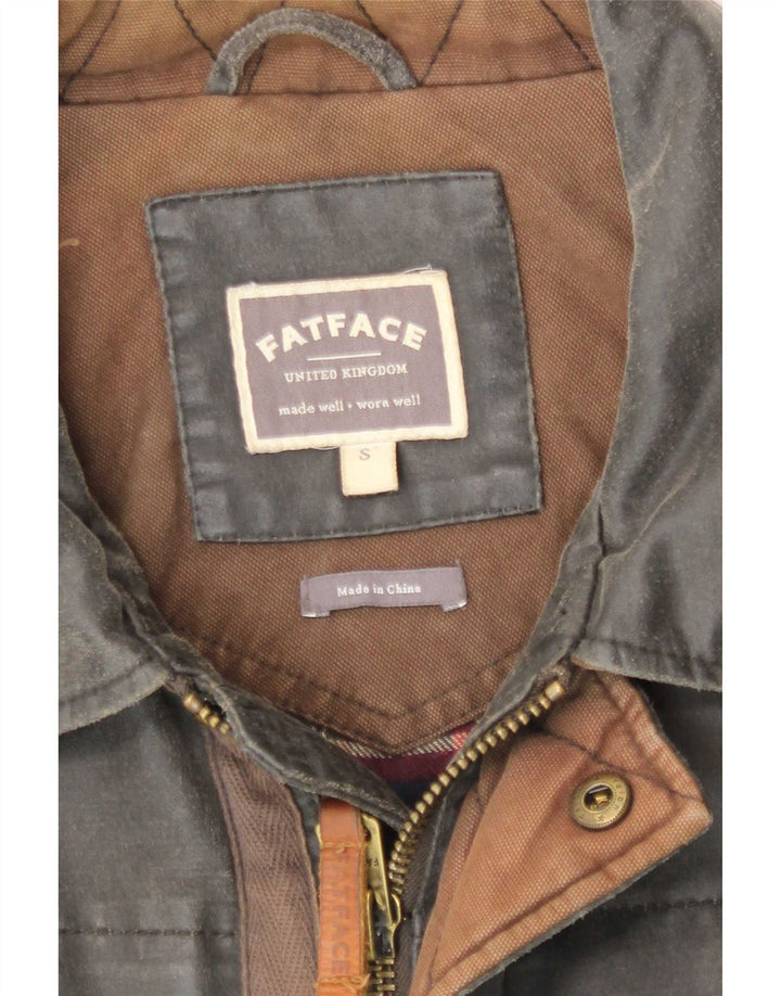 Fat Face Mens Waxed Cotton Jacket UK 36 Small Grey Polyester