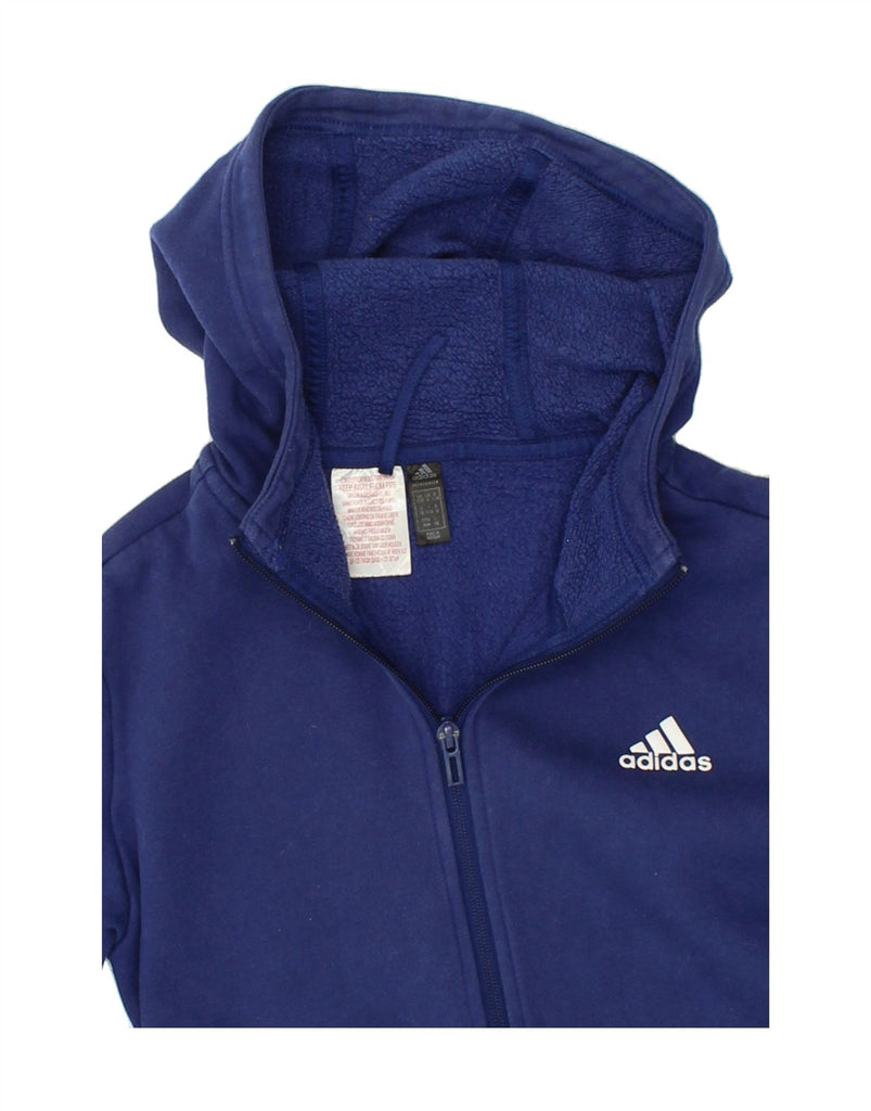 ADIDAS Boys Zip Hoodie Sweater 11-12 Years Navy Blue Colourblock Cotton Vintage Adidas and Second-Hand Adidas from Messina Hembry 