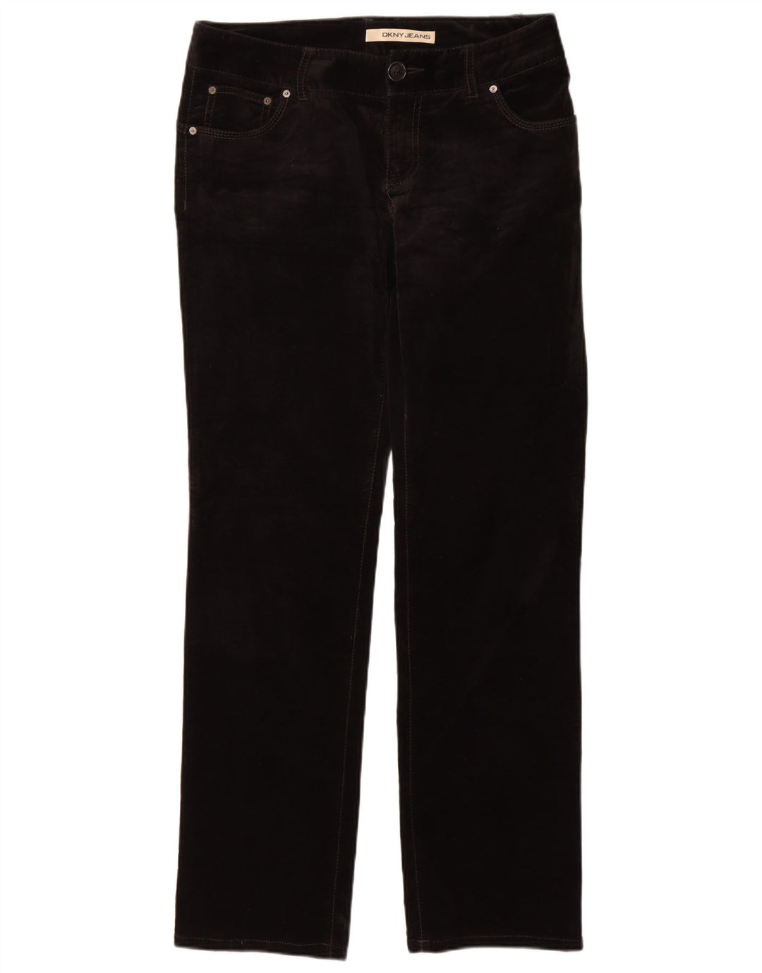 DKNY Womens Straight Velvet Casual Trousers US 8 Medium W30 L33 Black