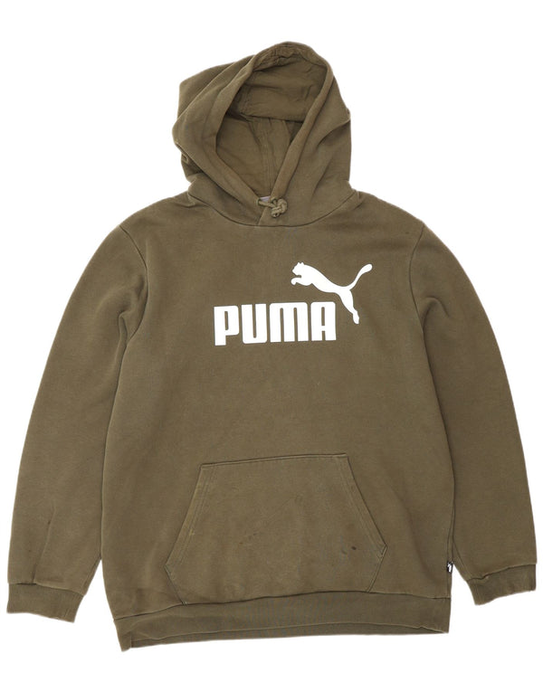 Puma Mens Graphic Hoodie Jumper Large Khaki Cotton
